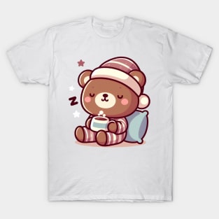 Coffee Time Cuddles: A Sleepy Bear's Dream T-Shirt